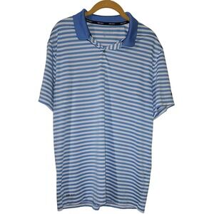 Nike Golf Dri-FIT Polo Shirt Striped Athletic Training Blue White Size Medium